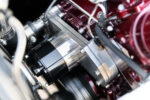 12 1929 Ford Tudor serpentine pulley system and polished alternator on maroon block