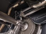 15 1936 Ford highboy rear suspension close up featuring polished exhaust and machined four bar links