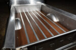 18 1956 Ford F 100 bed with satin metal tubs and dark wood slats finished with brushed strips