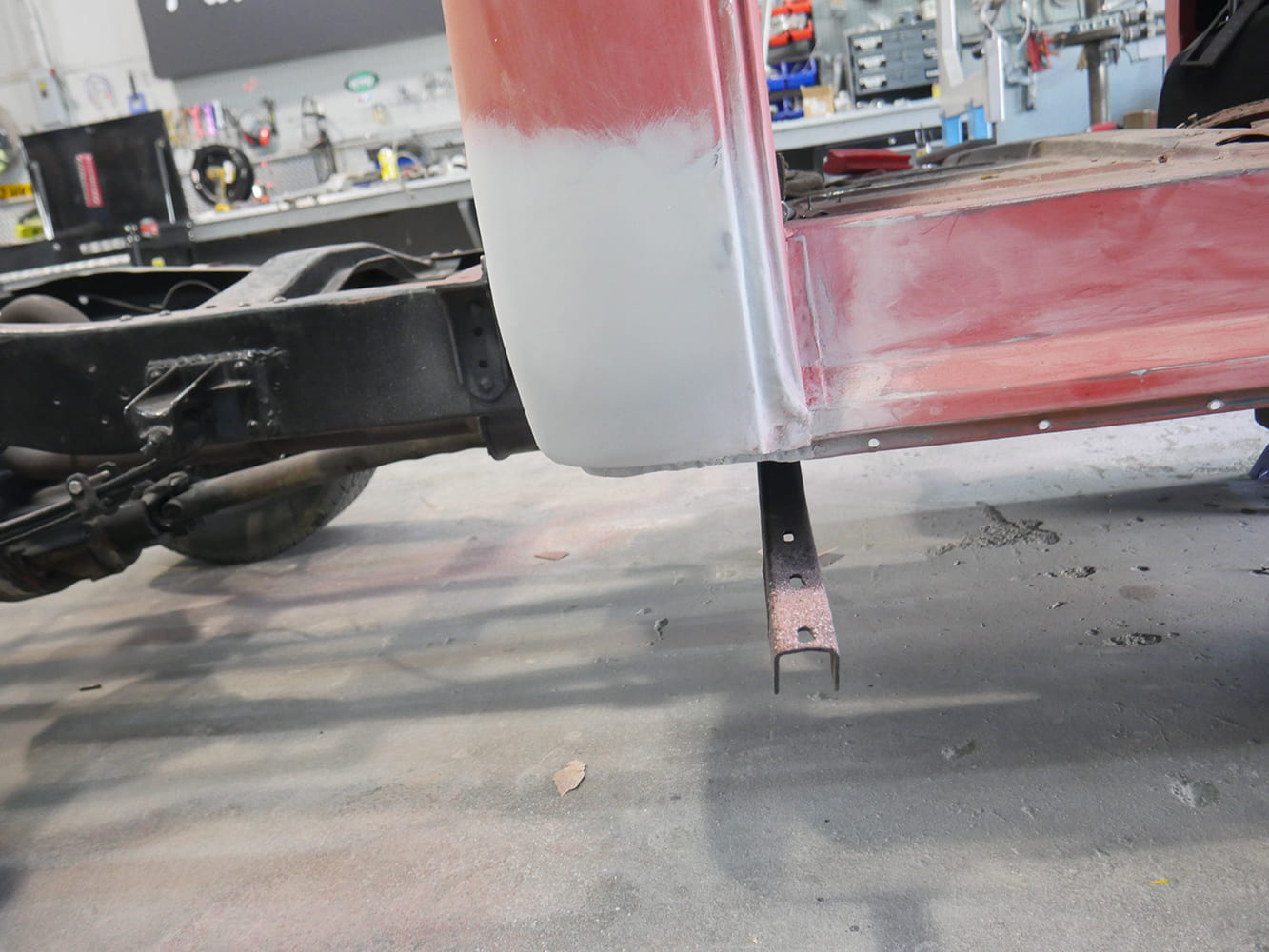 18 1956 Ford F 100 cutting old cab metal with air tool as sparks fly