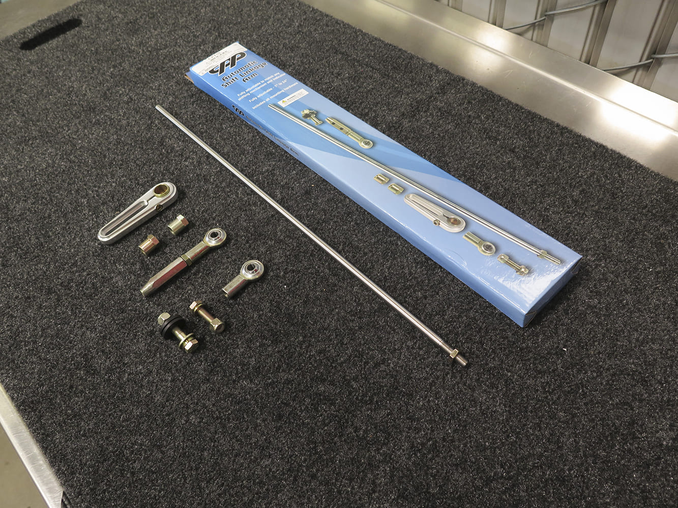 18 1972 Chevy C10 CPP adjustable shift linkage kit with heim joints and stainless rod