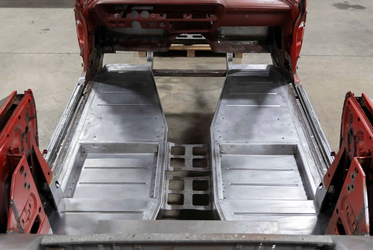 21 1962 Chevy convertible custom fabricated floor pans fully installed with bead rolled reinforcements