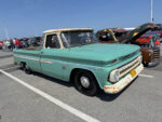 21 1964 Chevrolet C10 in seafoam patina with original trim and lowered stance on steel wheels