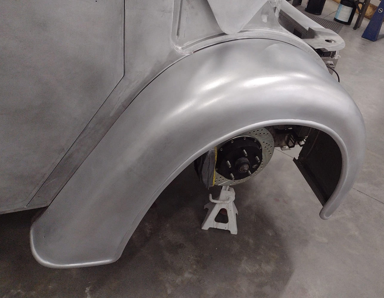 21 Divco front fender smoothed and metal finished after shaping and fitment work