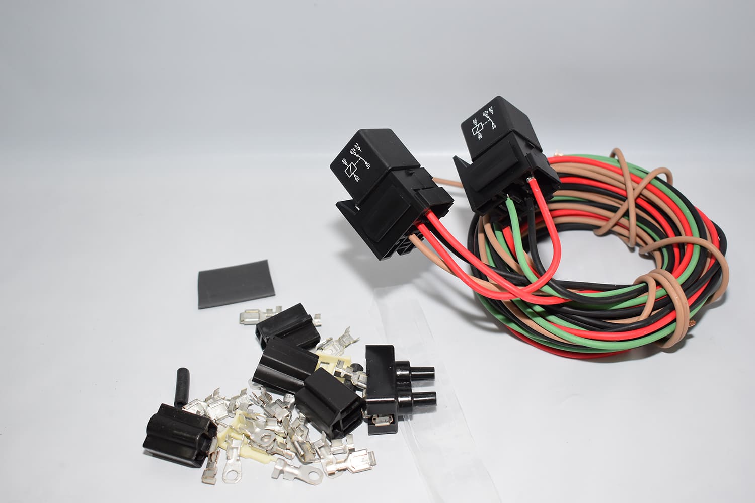 21 headlight relay kit dual relays wiring harness terminals pigtails with connectors