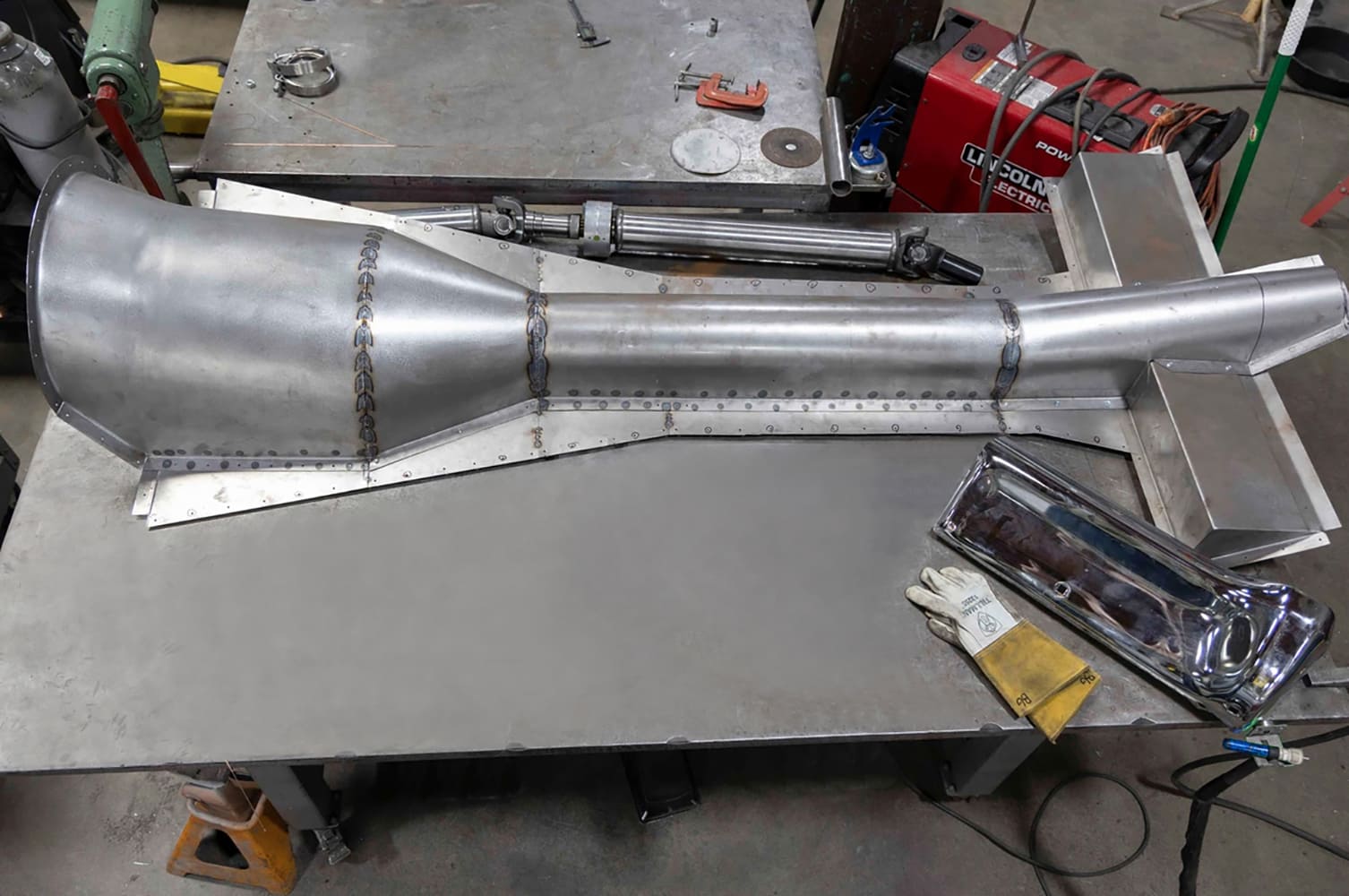23 1962 Chevy convertible transmission and driveshaft tunnel fully fabricated and TIG welded