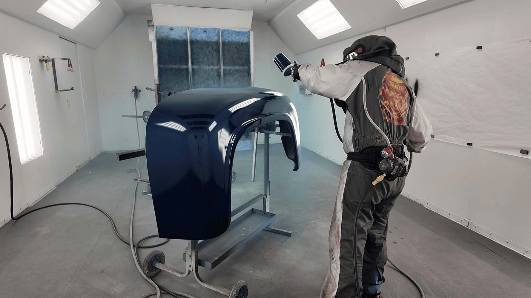 26 1956 Ford F 100 fender painted deep metallic blue in sealed paint booth