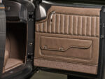 31 1936 Ford highboy custom door panel with brown stitched leather textured inserts and billet window crank