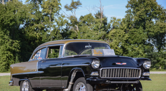 This 1955 Chevy Street Gasser Turns Back Time 001 1955 Chevy Gasser drag car Cragar wheels straight axle stance