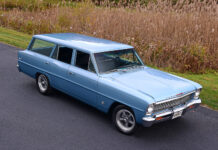 001 1966 Nova wagon light blue American Racing wheels clean classic stance