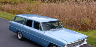 001 1966 Nova wagon light blue American Racing wheels clean classic stance