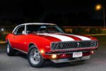 001 1968 Chevrolet Camaro red with white stripes 302 badging and Cragar wheels