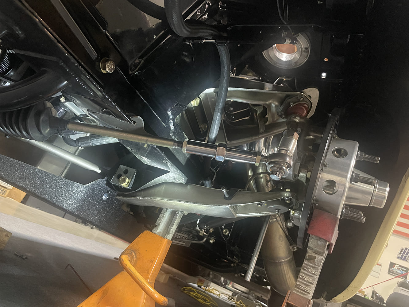 005 front suspension control arm heim joint rack steering detail