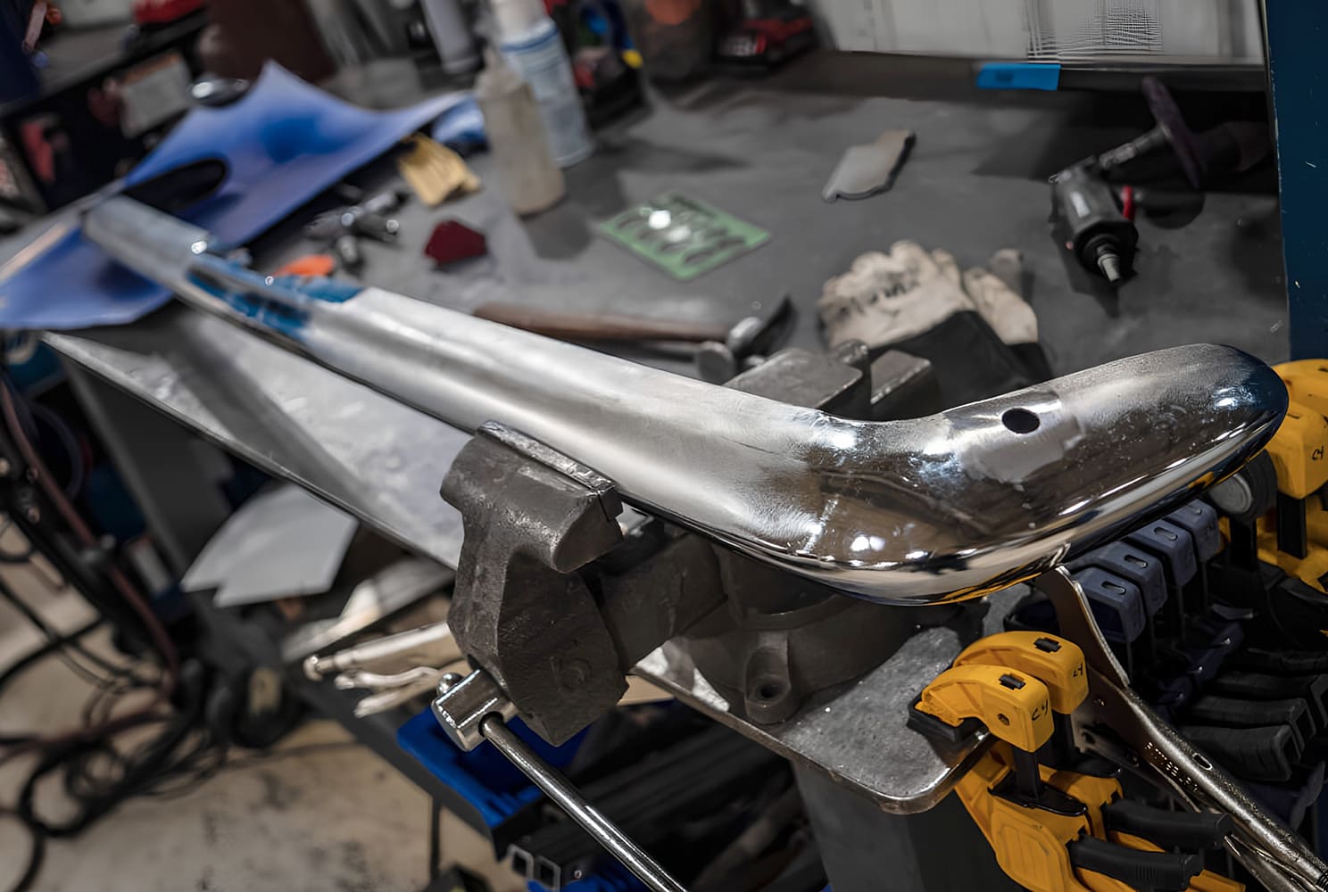 006 1968 Camaro rear bumper smoothed in vise chrome ready for fitment