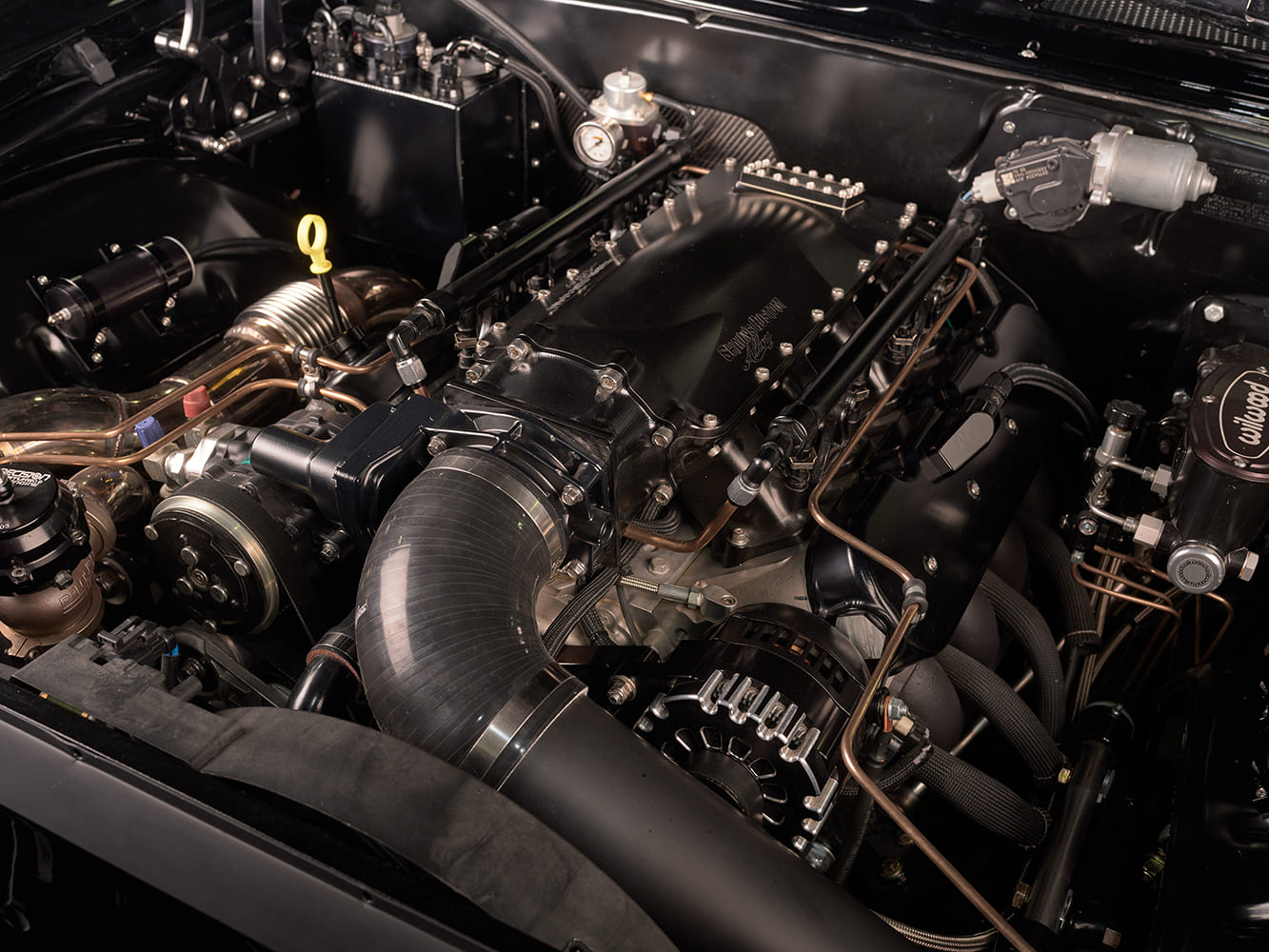 006 1969 camaro stainless downpipe titanium wrap vintage air ac compressor