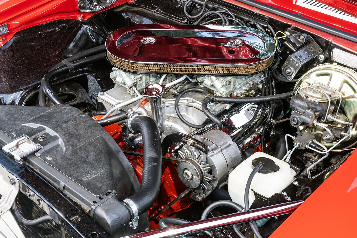 007 1968 Chevrolet Camaro 302ci V8 engine dual Holley carbs oval air cleaner and chrome accents
