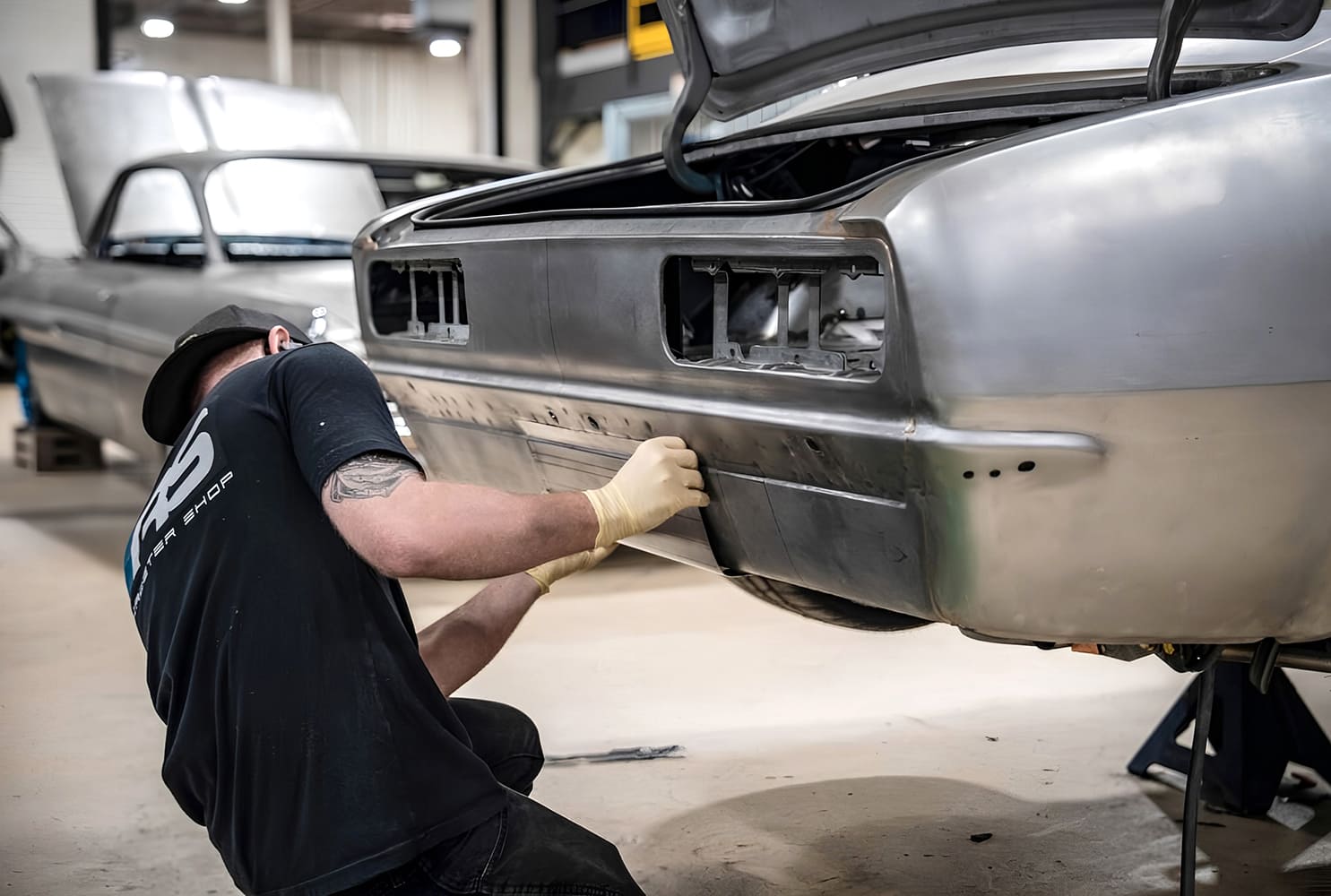 009 1968 Camaro metalwork lower rear valance panel mocked for weld