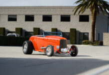 01 1932 Ford Roadster orange So Cal Speed Shop chrome grille dropped axle hot rod