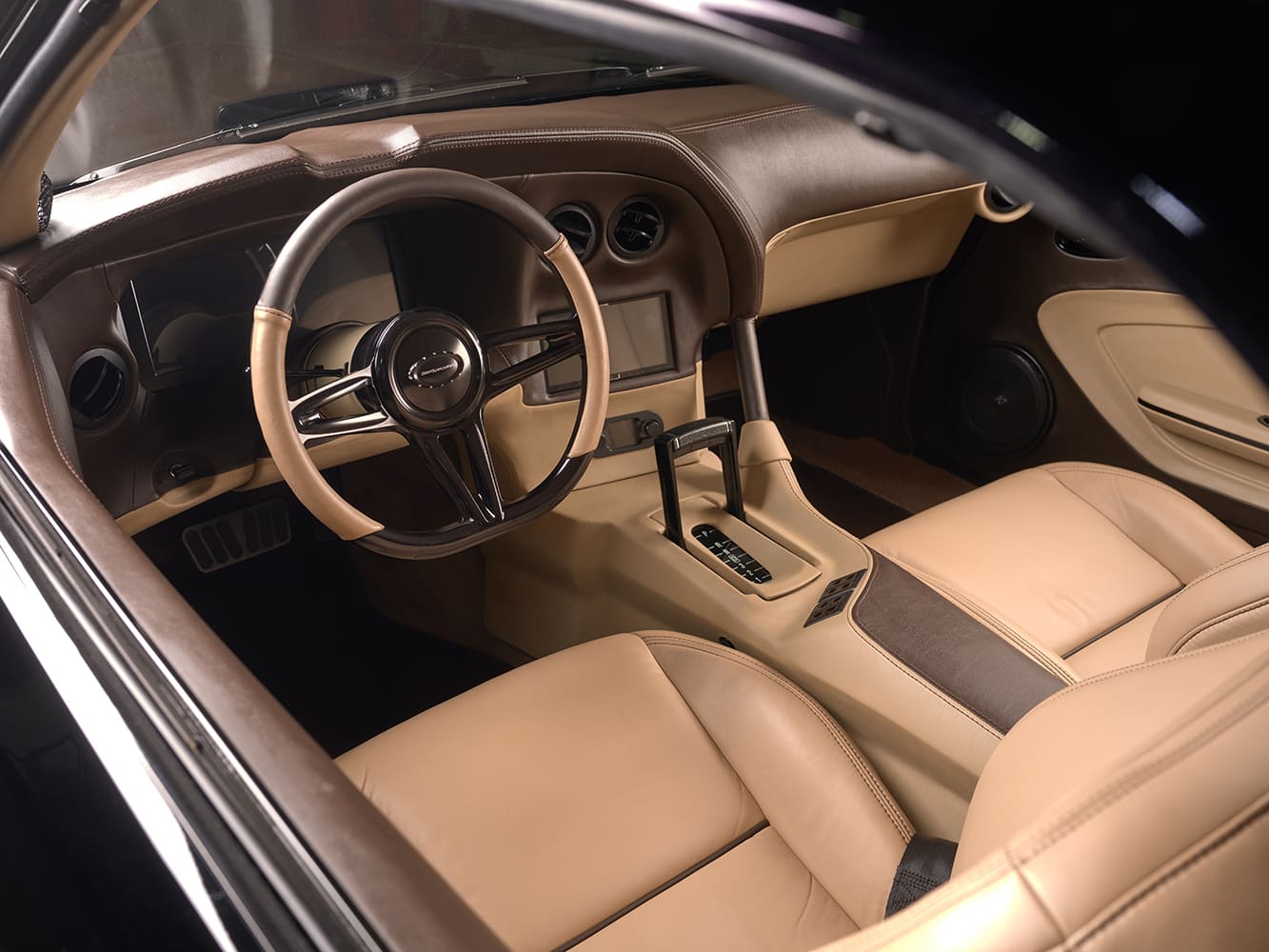 011 1969 camaro custom interior tan leather dash digital cluster billet specialties wheel