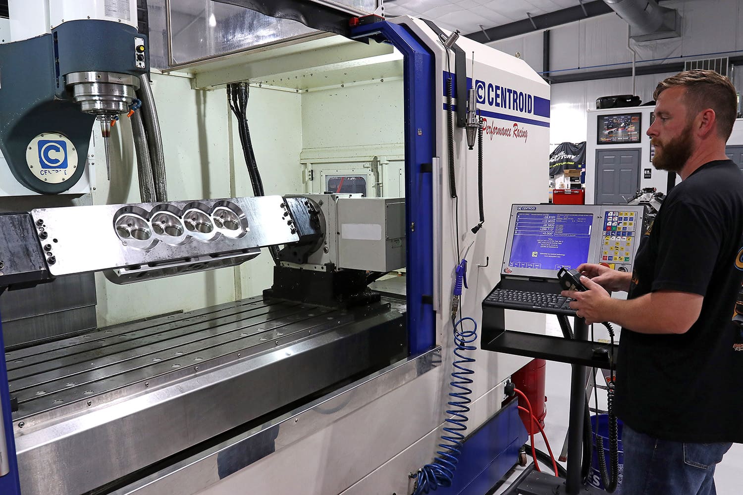 011 CNC porting cylinder head combustion chambers using Centroid 5 axis machining center for race engine precision