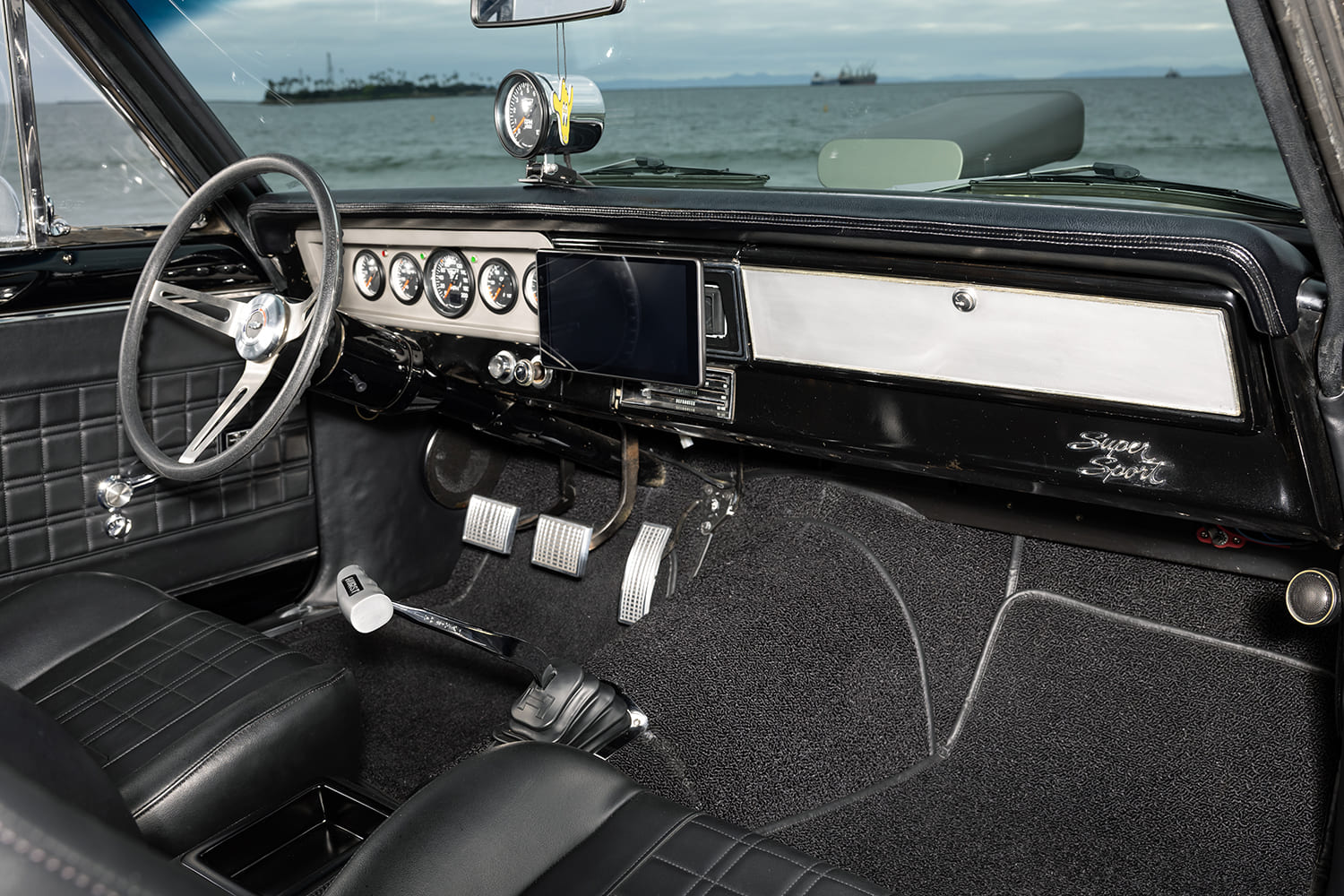 014 1967 Chevy Nova Super Sport dash custom gauges tablet tach shift light