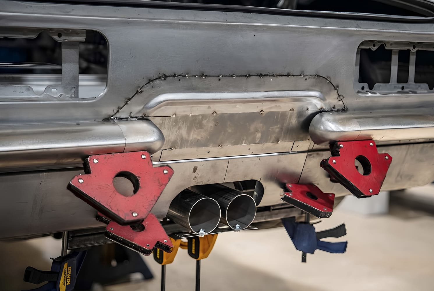 019 1968 Camaro fully tacked rear panel dual exhaust tips custom bumper delete