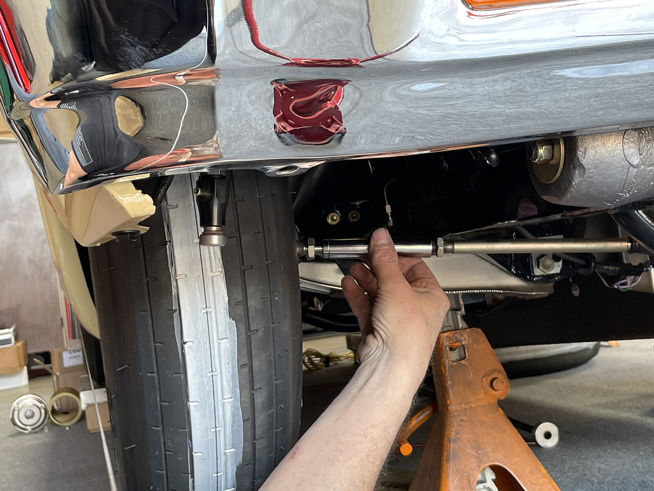 019 adjusting tie rod on 1966 nova steering arm during alignment