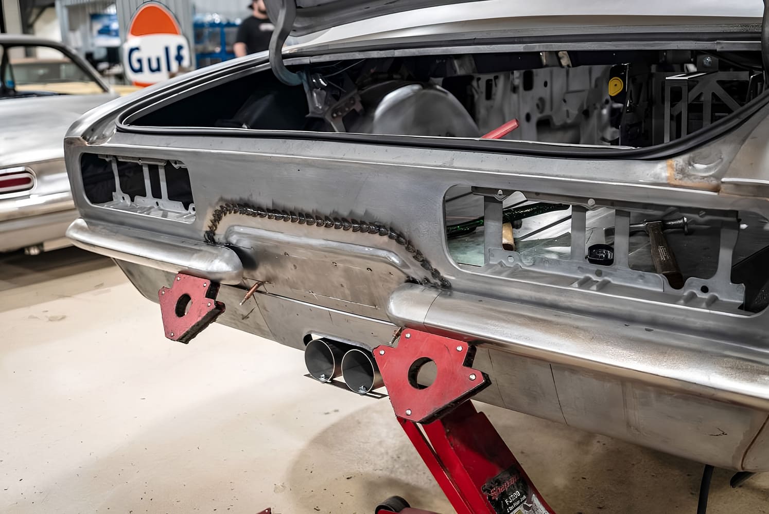 020 1968 Camaro completed rear panel welds dual exhaust finished fab look