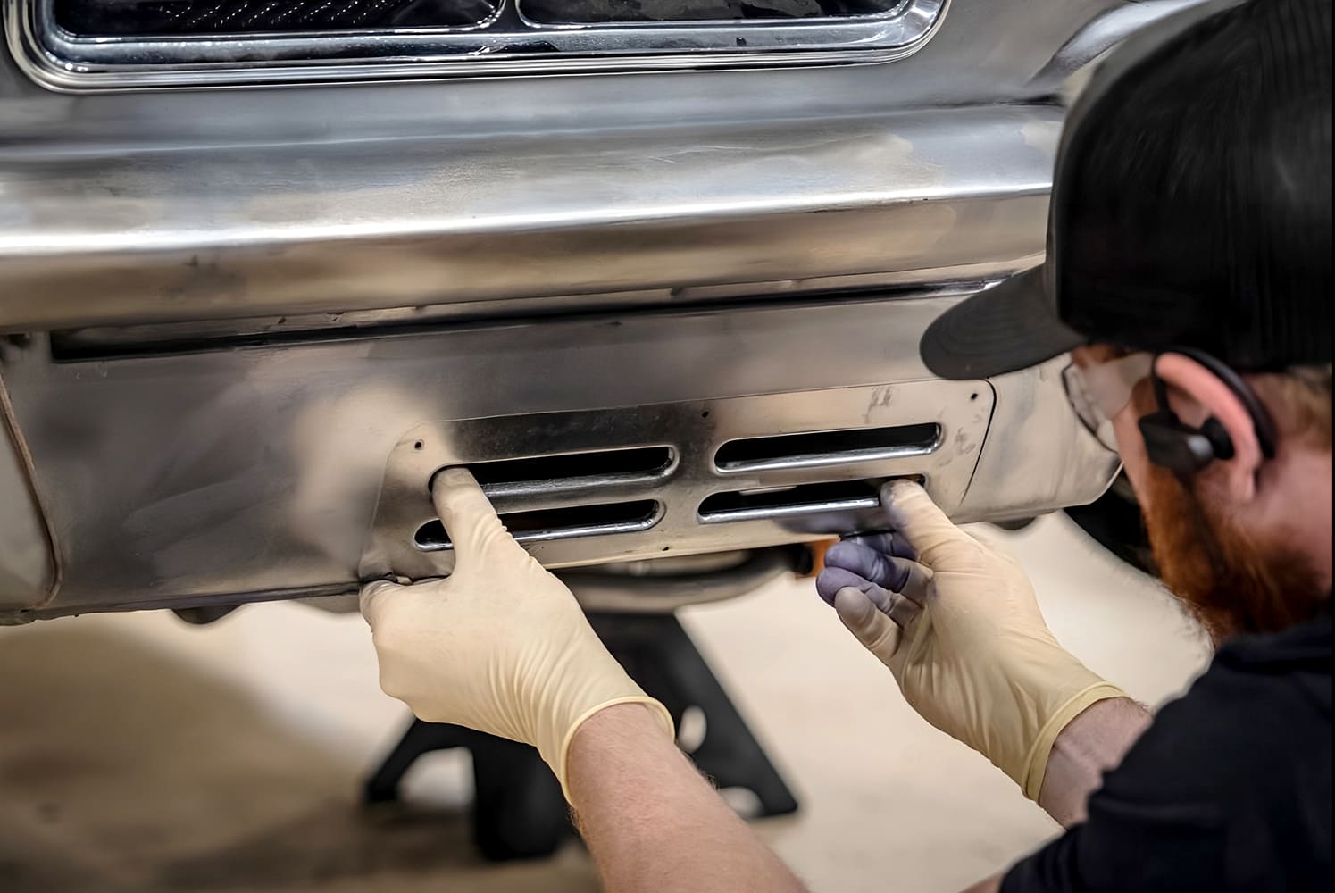 029 1968 Camaro fitting vent insert into slotted lower valance test placement