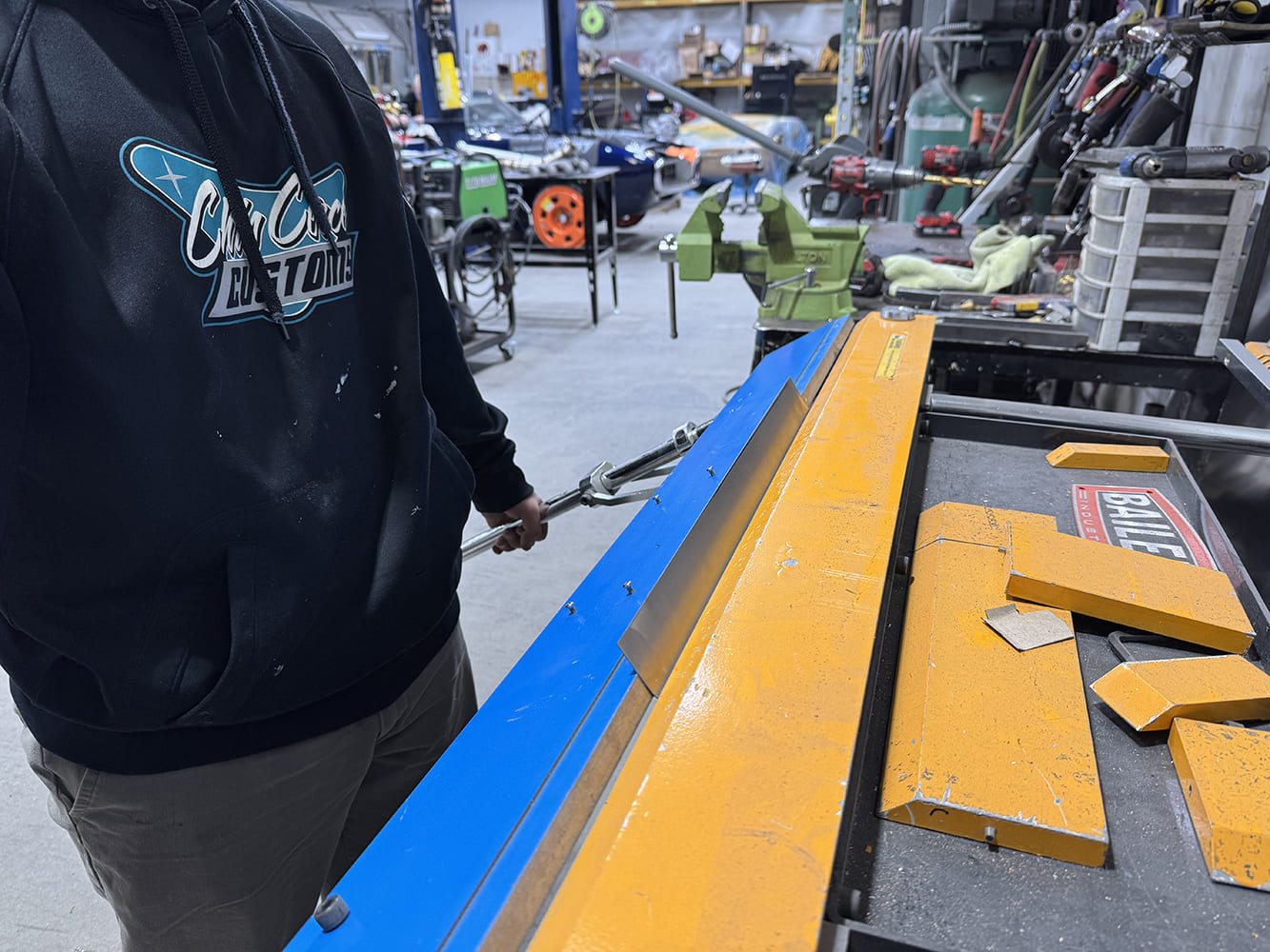 05 chevy c10 stake pocket brake press bend sheet for fab panel