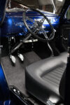 11 1941 Willys Pickup interior full view billet steering wheel custom bench seat and polished floor pedals