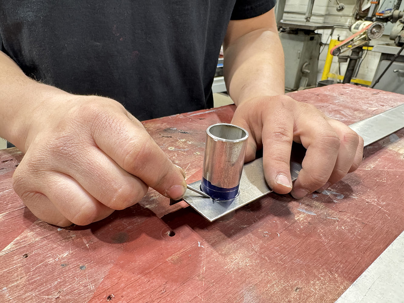 11 chevy c10 stake pocket scribe mark transfer tube to plate layout