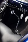 14 1941 Willys Pickup Lokar style curved shifter with polished knob on custom black carpet