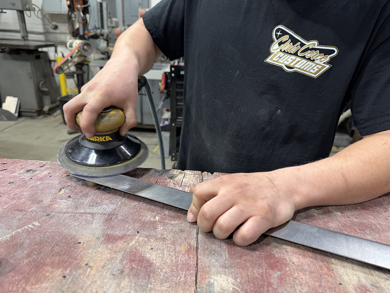 16 chevy c10 stake pocket orbital sander finish with mirka pad tool