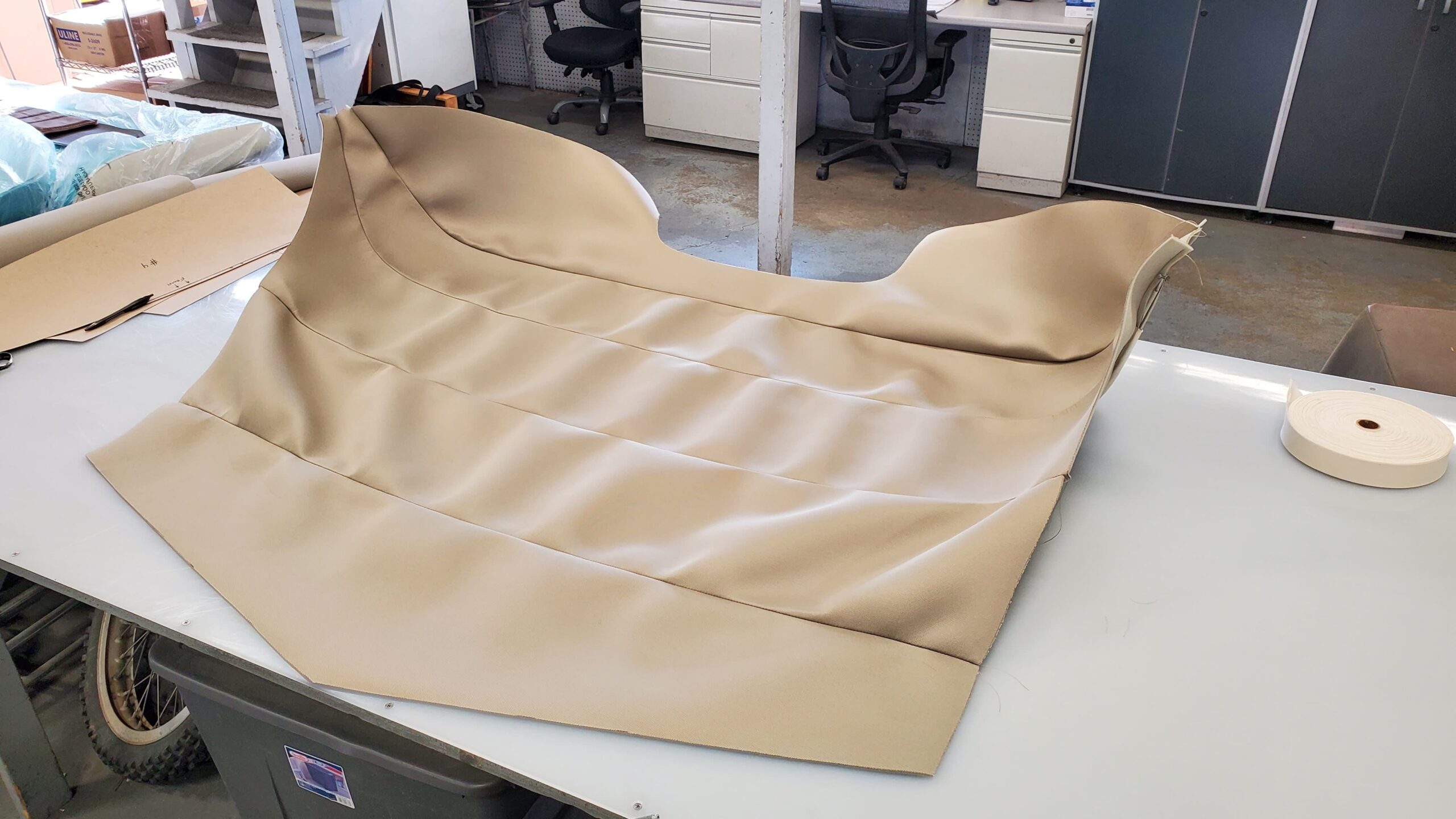 17 1936 Ford Roadster convertible top stretched canvas final fitment with rear window opening