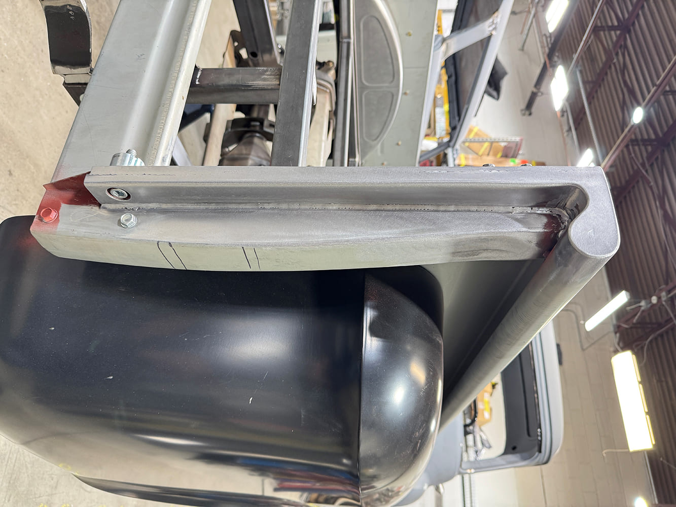 33 chevy c10 stake pocket seamless endcap install with rear alignment bolts