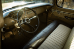 41 1959 Chevrolet Apache restored interior with Delmo steering wheel retro gauges and tan leather bench seat