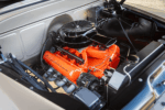43 1959 Chevrolet Apache engine bay with orange Chevrolet valve covers and black vintage style air cleaner