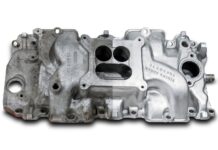 000 aluminum intake manifold before and after vapor blasting restoration