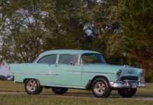 001 1955 Chevy Bel Air turquoise Cragar wheels chrome trim