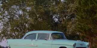 001 1955 Chevy Bel Air turquoise Cragar wheels chrome trim