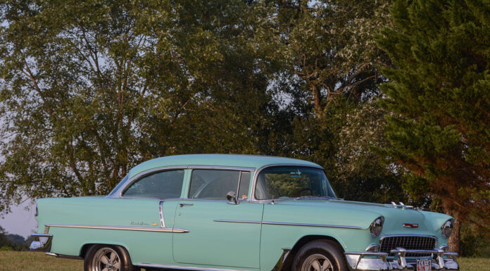 001 1955 Chevy Bel Air turquoise Cragar wheels chrome trim