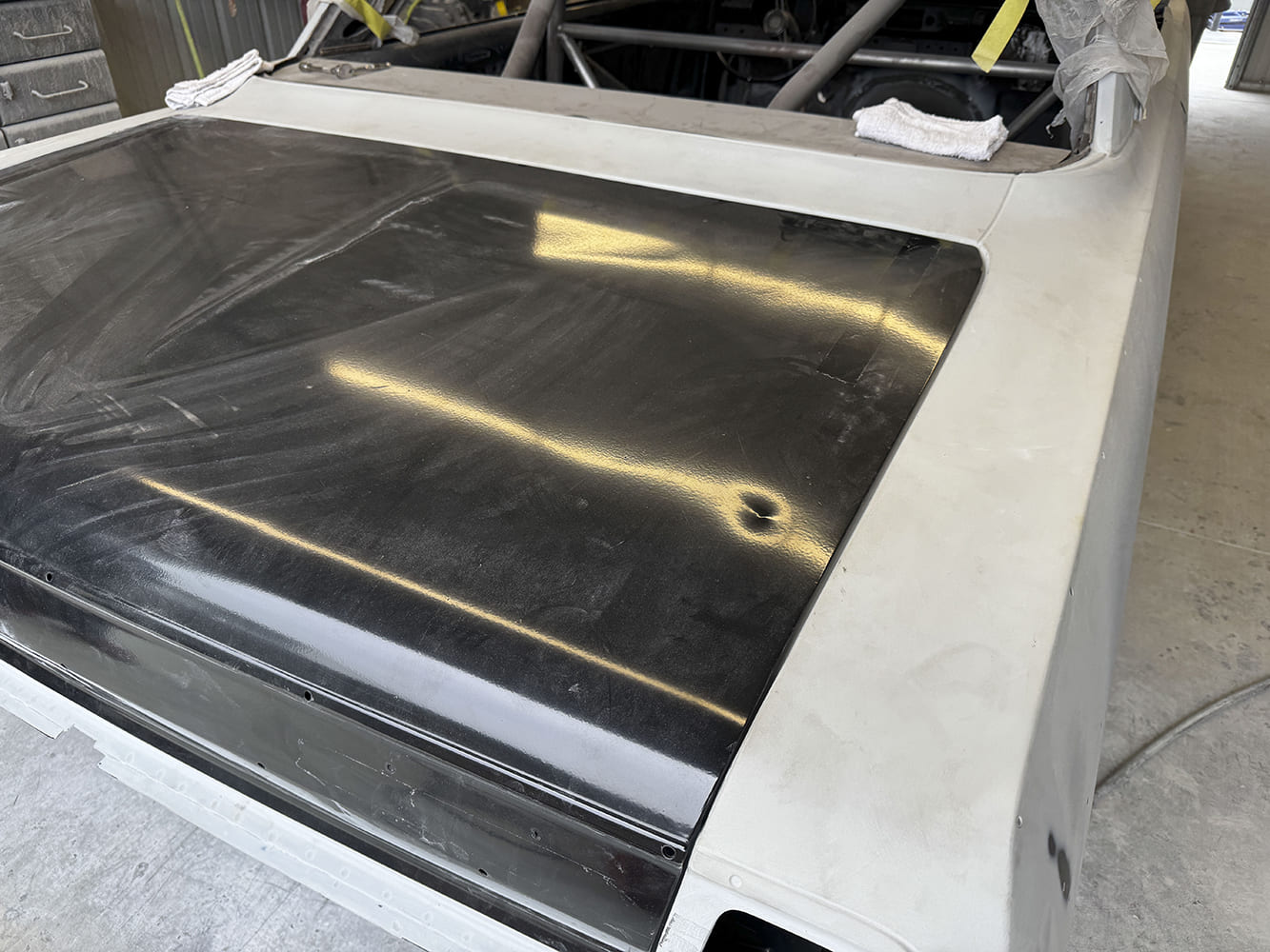 002 1963 Chevy Nova new black decklid test fit body in primer