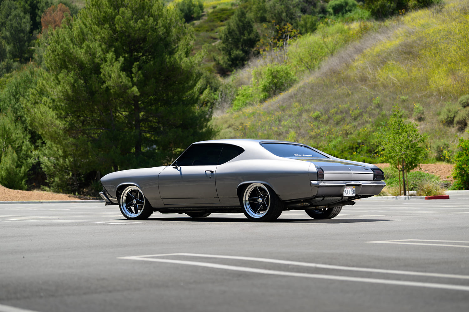 002 1969 Chevelle side profile aggressive rake tinted windows lowered ride height