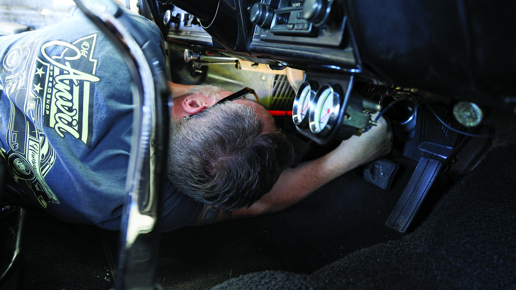 005 1969 Chevy Nova wiring under dash dual gauges installed