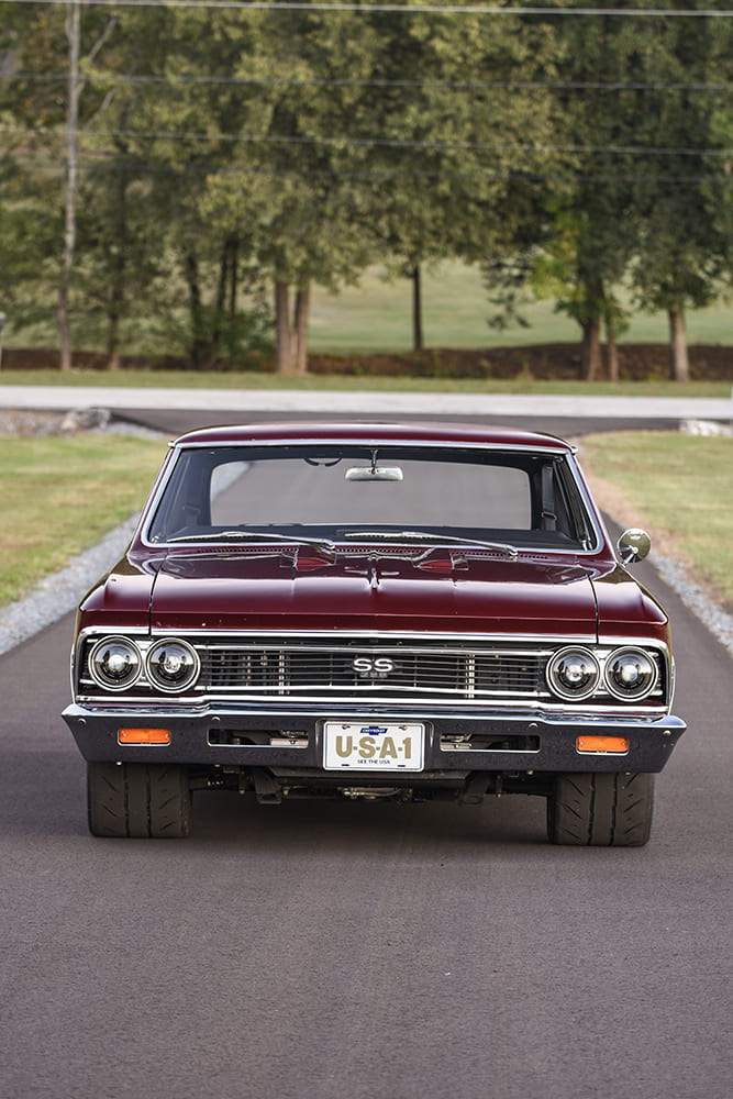 007 1966 Chevelle SS front view dual headlights USA1 plate