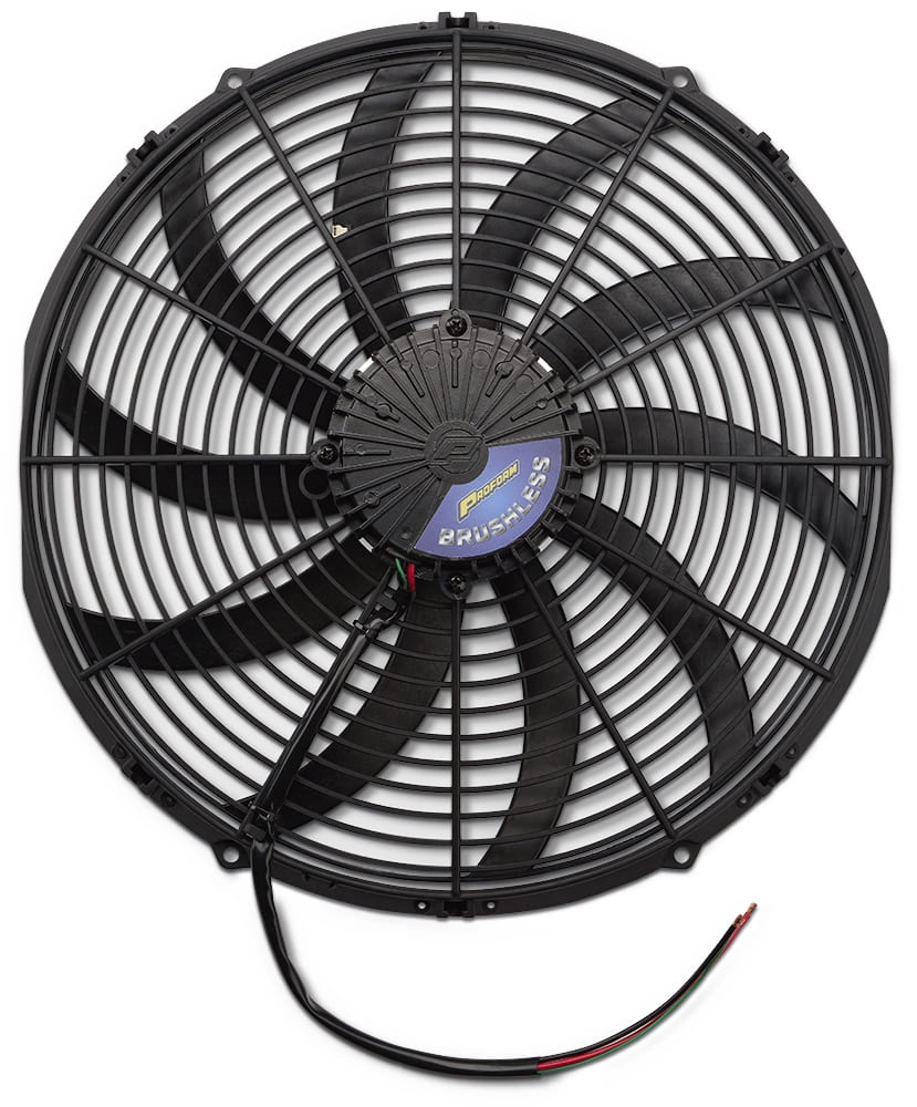 007 Proform 16 inch brushless electric fan curved blades integrated motor three wire lead