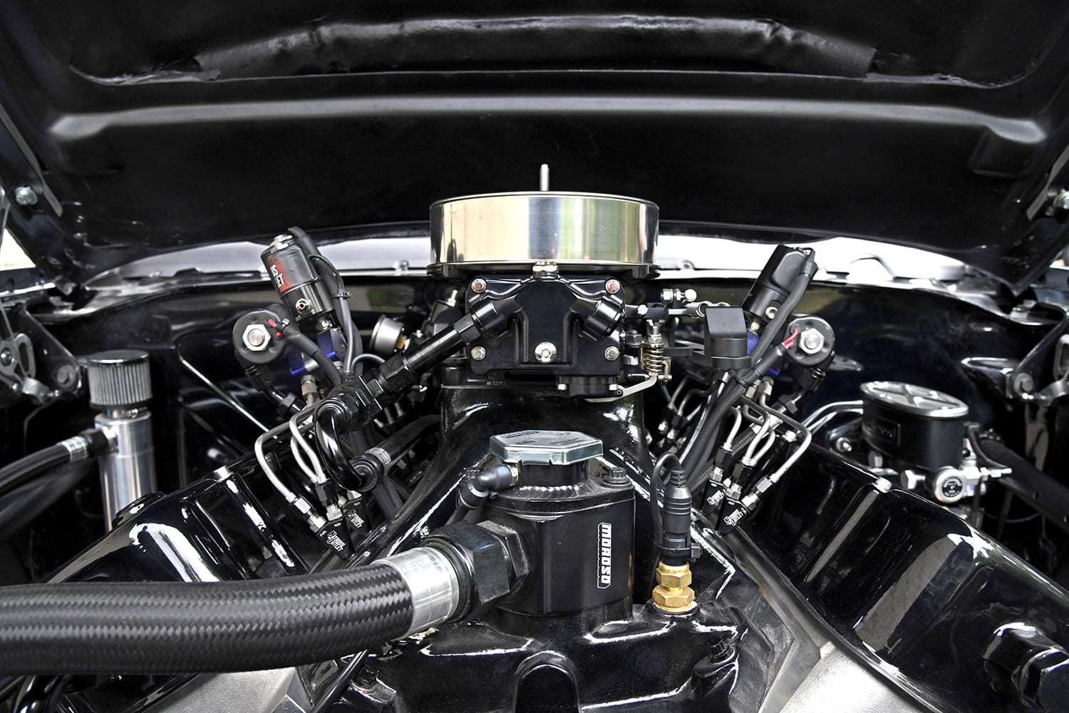 008 1970 Chevy Chevelle fuel injection Holley Dominator Moroso fittings drag plumbed