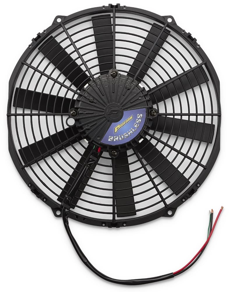 008 Proform brushless fan close up blueblack label sealed motor housing