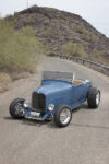 01 1929 Ford Roadster in blue with smooth cowl louvered hood and chrome Halibrand style wheels